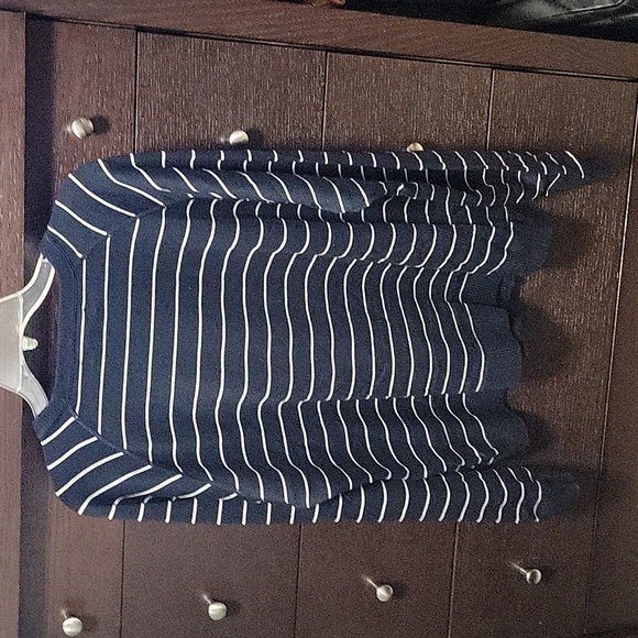 BANANA REPUBLIC Striped Silk/Cashmere Blend Crew Neck Sweater Sz L - Picture 2 of 3